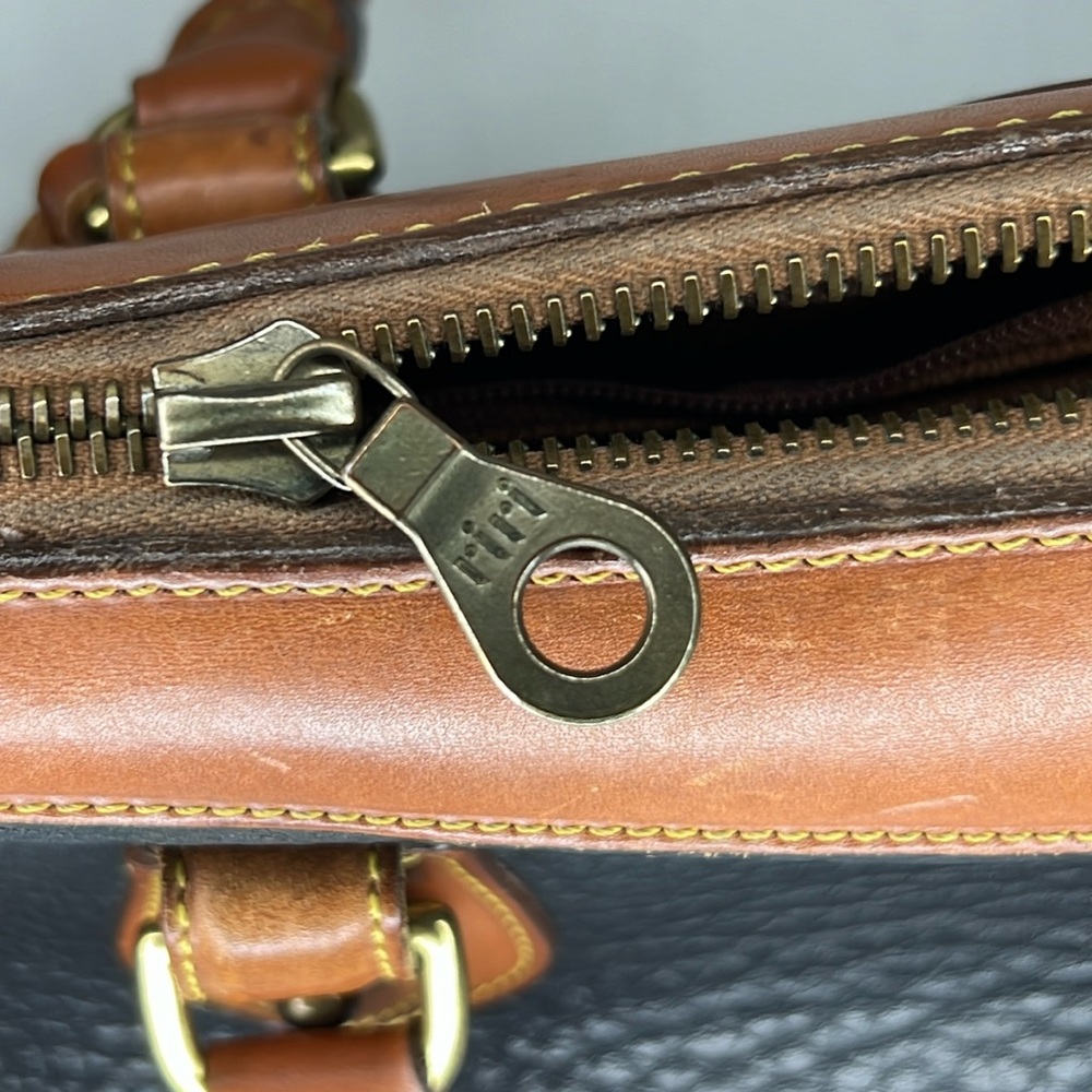 Vintage Dooney & Bourke Leather Satchel Handbag.Brown/ Blue Pebble Leather - Picture 15 of 16